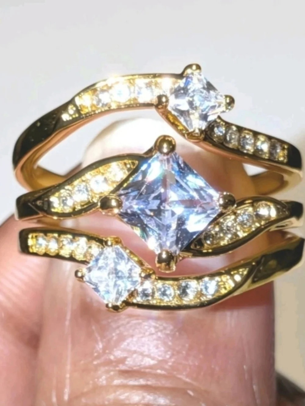3ct Lab Created Diamond Engagement Bridal Ring Set 14k Yellow Gold Plated 10